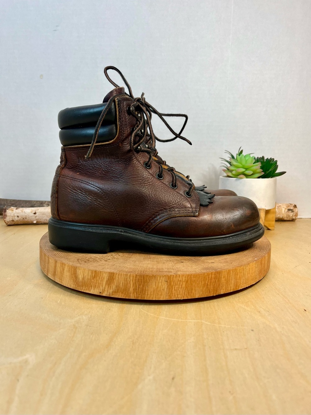 Red Wings Vintage Made in USA Brown Leather steel toe Work Boots - Classic-Up